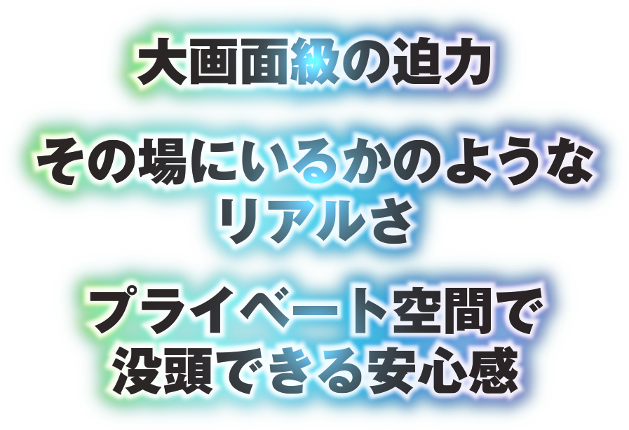 大画面級の迫力 その場にいるかのうようなリアルさ プライベート空間で没頭できる安心感